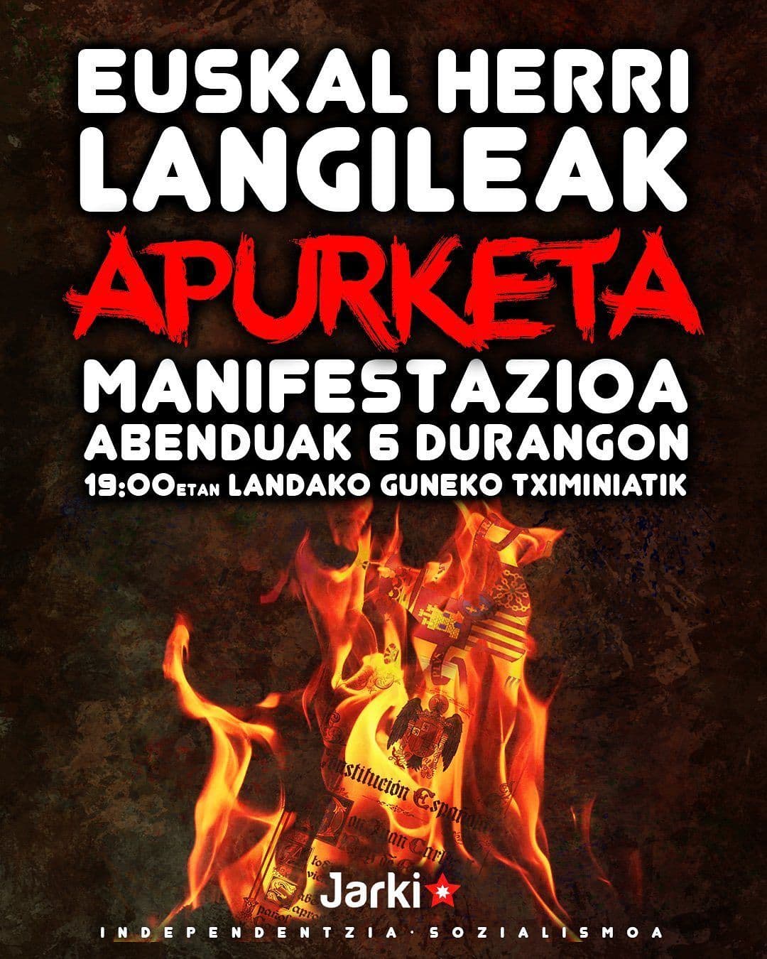 JARKI antolakunde iraultzaileak 2024ean antolatutako Espainiar Konstituzio Egunaren aurkako manifestazioko hitzaldia